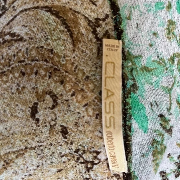 Roberto Cavalli Class Mesh 3/4‎ sleeves Parsley Floral cheetah Print Top Beach - Picture 10 of 11